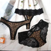 Sexy Bownot Low waist Leopard Briefs Lace Thongs Leopard Panties Underwear