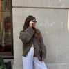 Casual V Neck Single Breasted Knitted Cardigan Women Retro Solid Long Sleeve Pocket Warm Sweater Lady New Commute Loose Knitwear