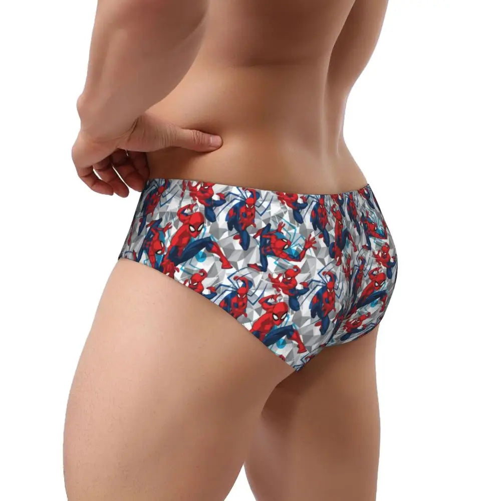 Custom Superhero Briefs Underwear Men's Comfortable Stretch Spider Man Head Panties