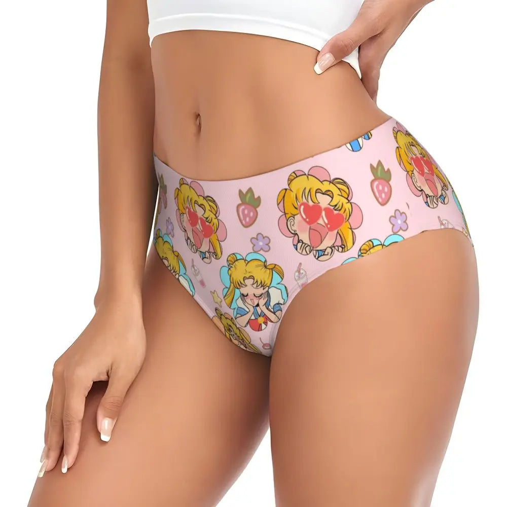 Custom Sailors Moon Girl Brief Panties Women Breathable Stretch Underwear