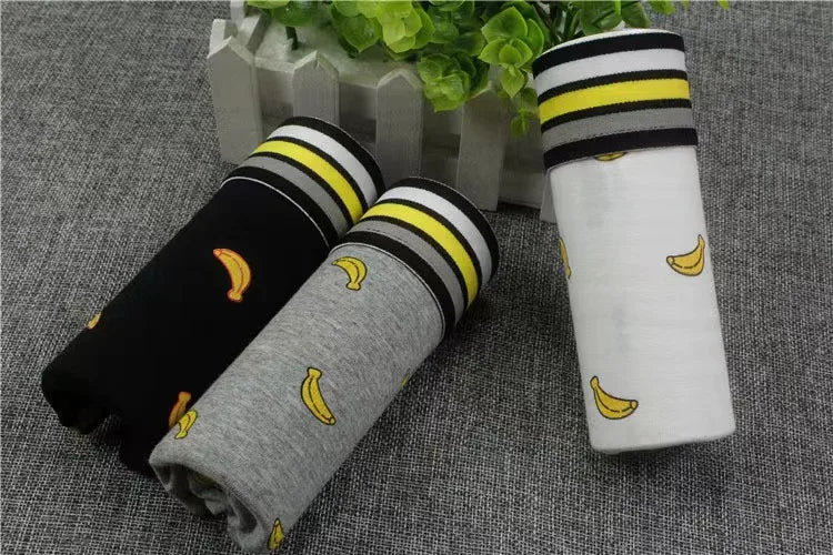 Women's Banana Print Cotton Boxer Briefs Wide Rim Mid Waist Upgraded Fabric Boyshort Breathable Women's Underwear Unisex panties