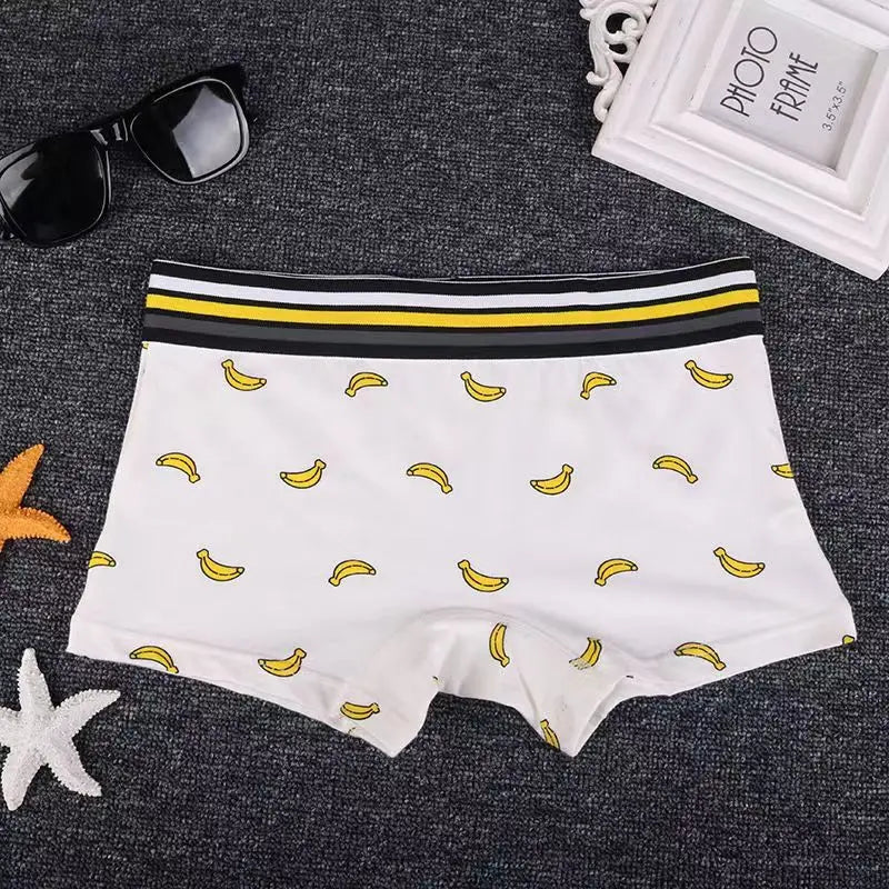 Women's Banana Print Cotton Boxer Briefs Wide Rim Mid Waist Upgraded Fabric Boyshort Breathable Women's Underwear Unisex panties