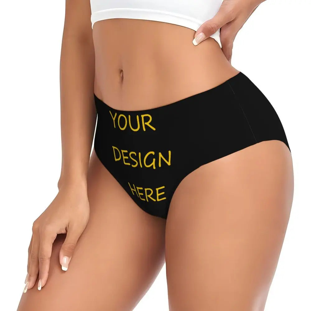 Custom Womens Custom Your Photo Logo Text Print Panties Underwear Female Stretch Your Design Here DIY Briefs Underpants