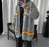Knit Cardigan Man Black Sweater for Men Contrasting Colors Coats Loose Designer Top Korean Reviews Clothes Open Y2k Fit Casual