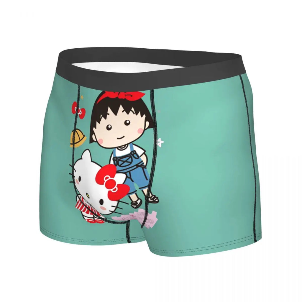 Chibi Maruka-chans Shorts Briefs Hellos Kittys Underwear Quality Men Breathable Boxershorts Pattern Plus Size Panties