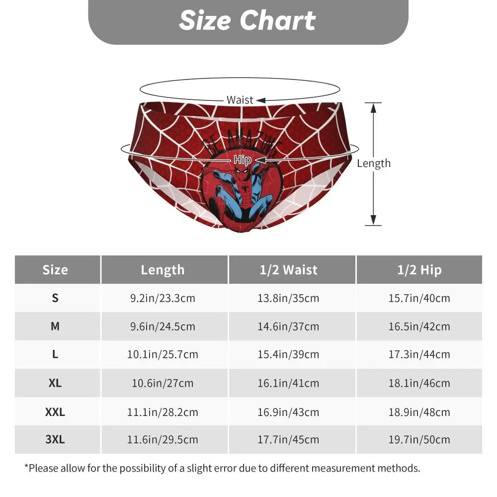 Custom Superhero Briefs Underwear Men's Comfortable Stretch Spider Man Head Panties