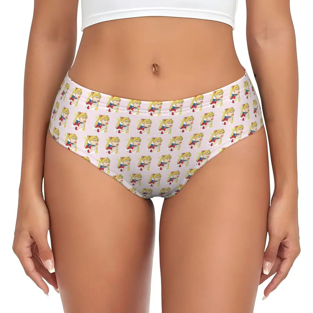 Custom Sailors Moon Girl Brief Panties Women Breathable Stretch Underwear