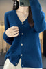 Basic V-Neck 100% Merino Wool Sweater Women Knitted Cashmere Cardigan Spring Autumn Female Knitwear Clothing Tops