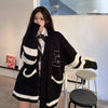 Autumn And Winter Wind Sweet Letter Embroidery V-neck Cardigan Sweater Female Students Korean Version Of Loose Sweater Coat Tide