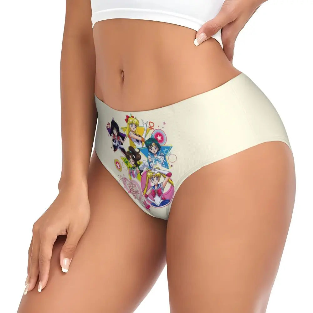 Custom Sailors Moon Girl Brief Panties Women Breathable Stretch Underwear