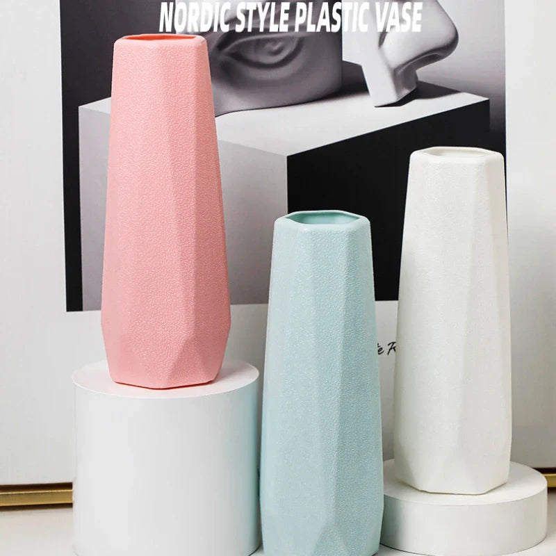 Nordic Style Flower Vase Living Room Decoration Ornaments Modern OrigamiPlastic Vases Pot Flower Arrangements Home Decor