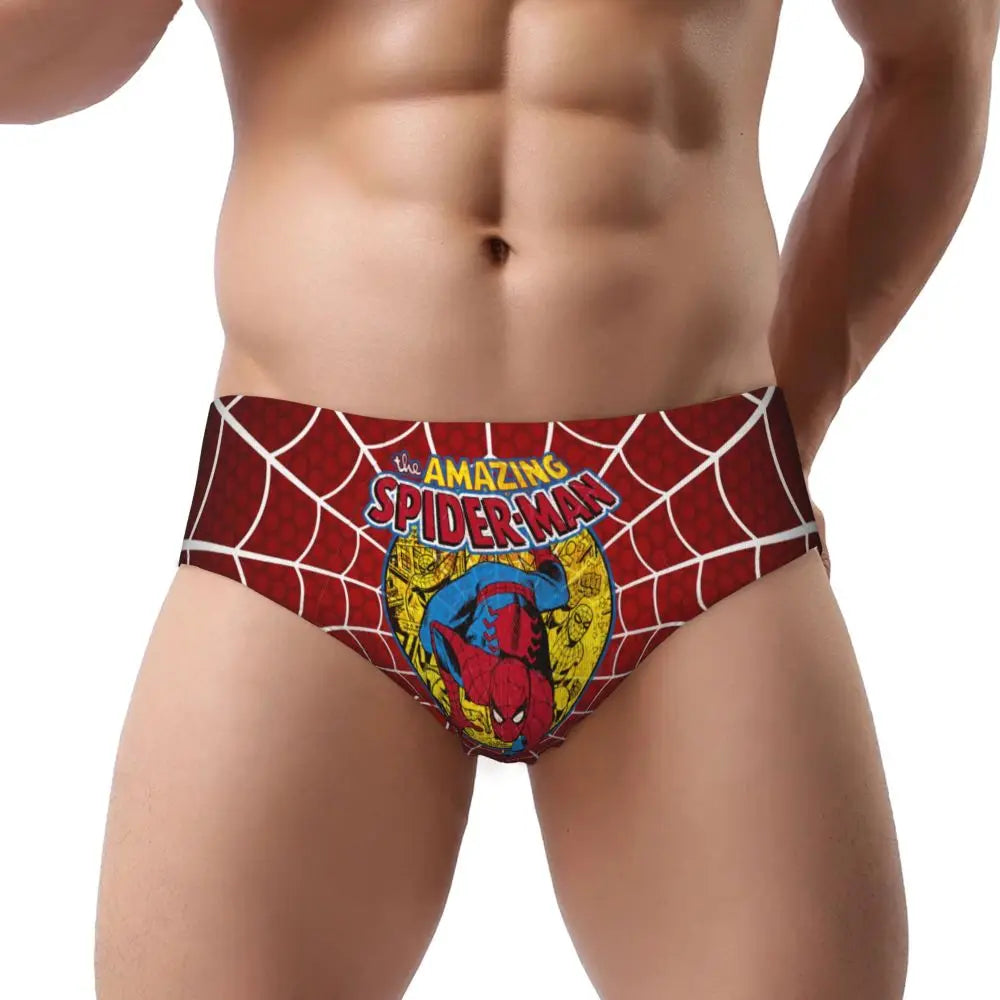 Custom Superhero Briefs Underwear Men's Comfortable Stretch Spider Man Head Panties