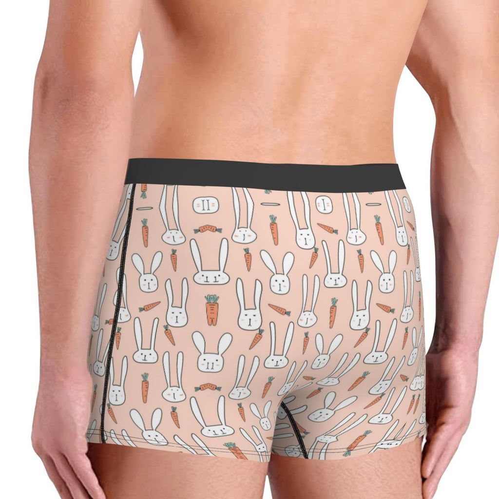 Carrot and Bunny Easter Men Underwear Boxer Hombre Men Anime Cartoon Polyester Print Boy Panties Shorts Men Boxer