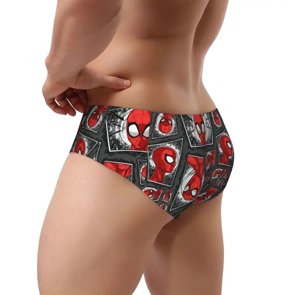 Custom Superhero Briefs Underwear Men's Comfortable Stretch Spider Man Head Panties