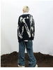 American Vintage Flocking Cardigan Knit Sweater Men's Clothing Loose Oversized Winter Cardigans Coats Y2k Hip-Hop Streetwear