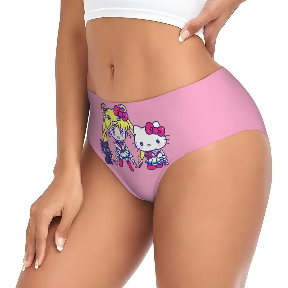 Custom Sailors Moon Girl Brief Panties Women Breathable Stretch Underwear