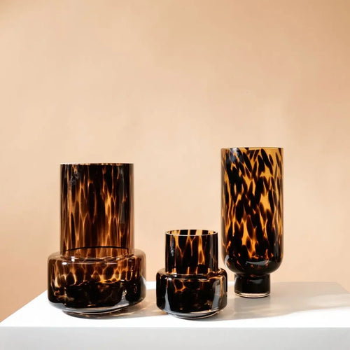 Leopard Print in Ancient Style Vases Creative High-grade Glass Vase Decoration Living Room Household Desktop Decoration Crafts