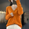 Basic V-Neck 100% Merino Wool Sweater Women Knitted Cashmere Cardigan Spring Autumn Female Knitwear Clothing Tops