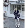 American Vintage Flocking Cardigan Knit Sweater Men's Clothing Loose Oversized Winter Cardigans Coats Y2k Hip-Hop Streetwear