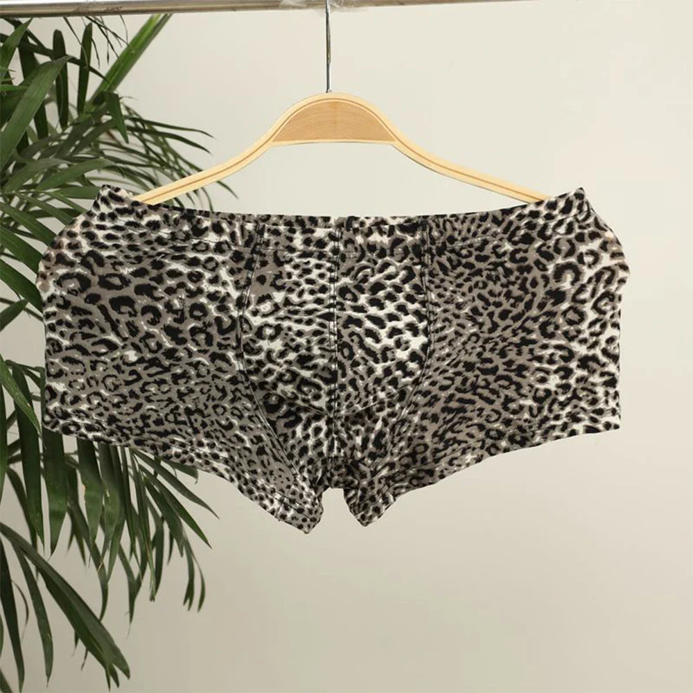 Pantie Men Boxer Briefs Briefs Men's Cotton Spandex Leopard Printed Boxer Briefs Low Rise Underpants Fitness Shorts