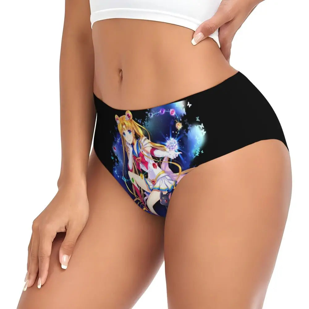 Custom Sailors Moon Girl Brief Panties Women Breathable Stretch Underwear