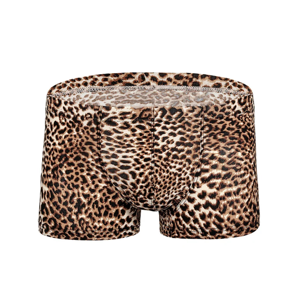 Pantie Men Boxer Briefs Briefs Men's Cotton Spandex Leopard Printed Boxer Briefs Low Rise Underpants Fitness Shorts