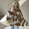 Fantoye Knit Striped Two Piece Sets Cardigan Women Sweater With Scarf Long Sleeve Button Sweater Winter Loose Casual Streetwear