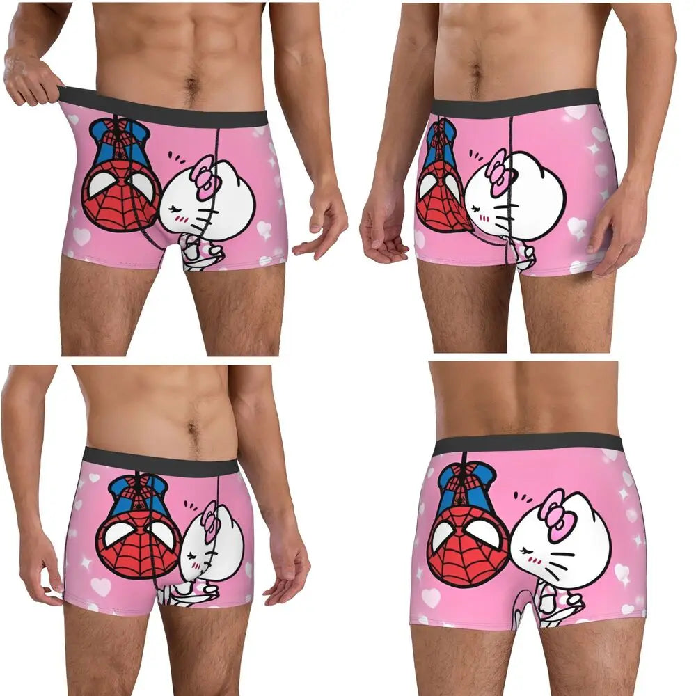 Christmas Hello Kitty Underwear Print Trunk Trenky Men Underpants Soft Trend Shorts Briefs Birthday Gift