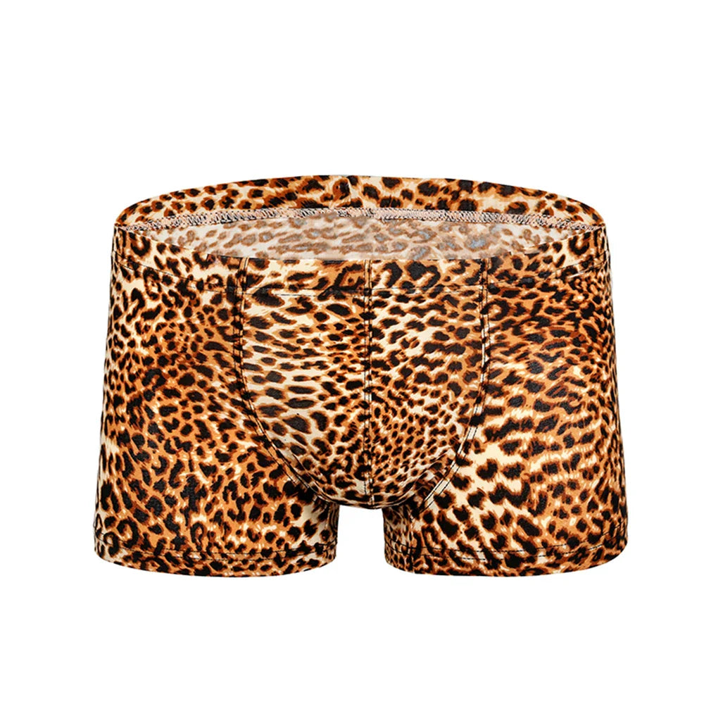 Pantie Men Boxer Briefs Briefs Men's Cotton Spandex Leopard Printed Boxer Briefs Low Rise Underpants Fitness Shorts