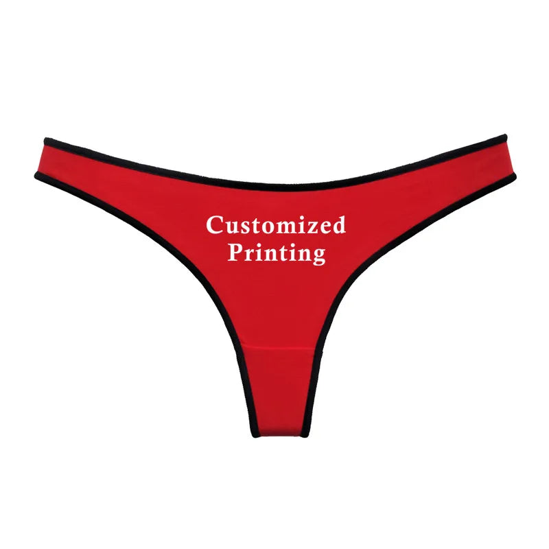 Customized Printing Your Custom Texts Thong Female Lingerie Red Cotton Underwear for Womens Soft Seamless Invisible Breathable