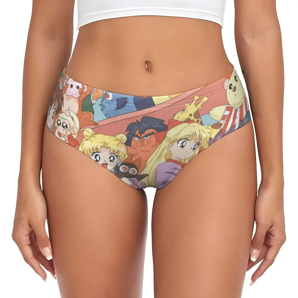 Custom Sailors Moon Girl Brief Panties Women Breathable Stretch Underwear