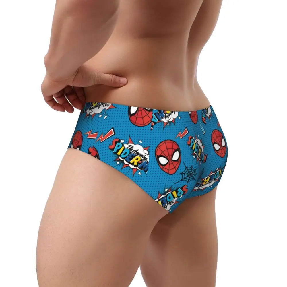 Custom Superhero Briefs Underwear Men's Comfortable Stretch Spider Man Head Panties