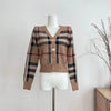 Autumn Winter New Fashion Plaid V-neck Knitted Cardigan Women's Clothing Vintage Slim Soft Wool Sweater Commute Thick Tops