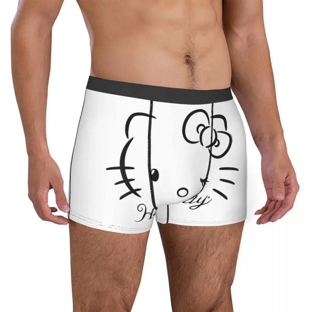 Custom Hello Kitty Winking Men Boxer Briefs Comfortable Underwear Printed Fun Breathable Panites