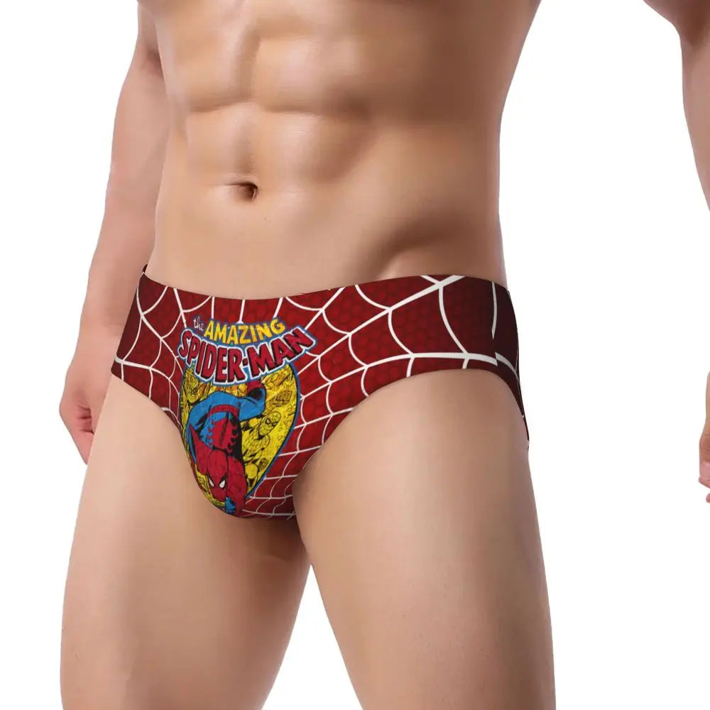 Custom Superhero Briefs Underwear Men's Comfortable Stretch Spider Man Head Panties