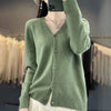 Basic V-Neck 100% Merino Wool Sweater Women Knitted Cashmere Cardigan Spring Autumn Female Knitwear Clothing Tops