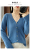 Classic Basic Merino Wool Women Sweater Autum Winter V-Neck Solid Office Lady Knitted Cardigan Long Sleeve Korean Clothing Tops