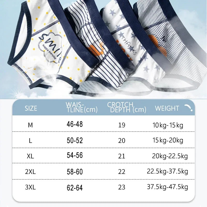 8Pcs Boys Underpant Comfortable Breathable Briefs Fashion Style Boxershorts Softness Panties Cotton Children Panty Kid Underwear