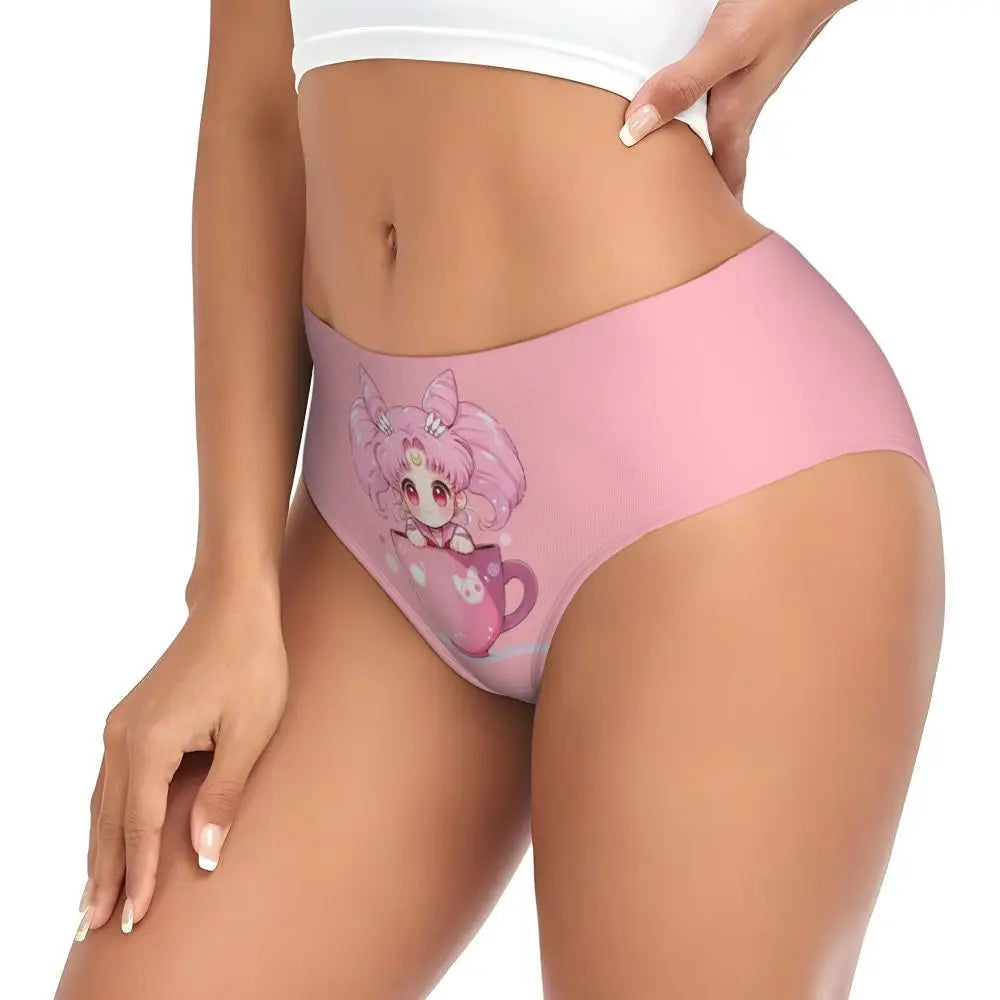 Custom Sailors Moon Girl Brief Panties Women Breathable Stretch Underwear
