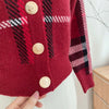 Autumn Winter New Fashion Plaid V-neck Knitted Cardigan Women's Clothing Vintage Slim Soft Wool Sweater Commute Thick Tops