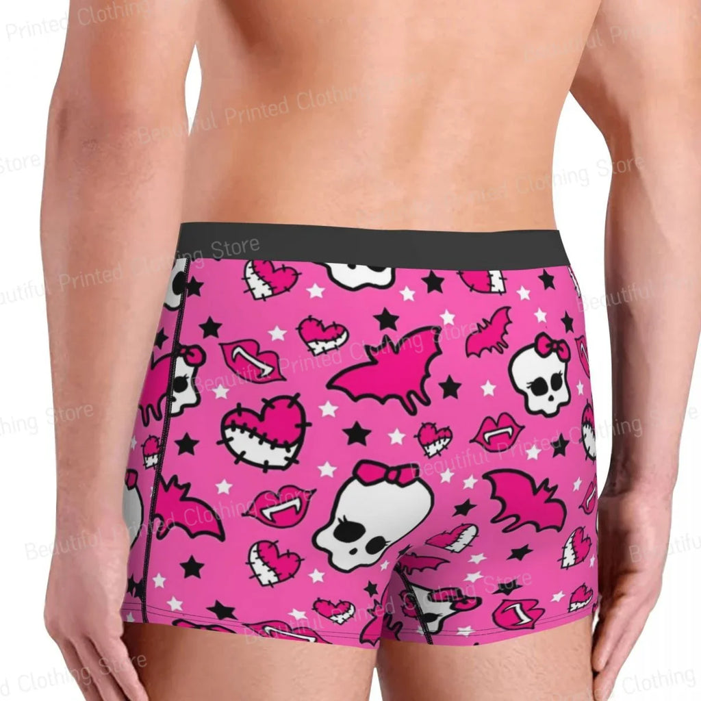 Pretty Pink Pattern Men Boxer Briefs Monster High Highly Breathable Underwear High Quality Print Shorts Birthday Gifts