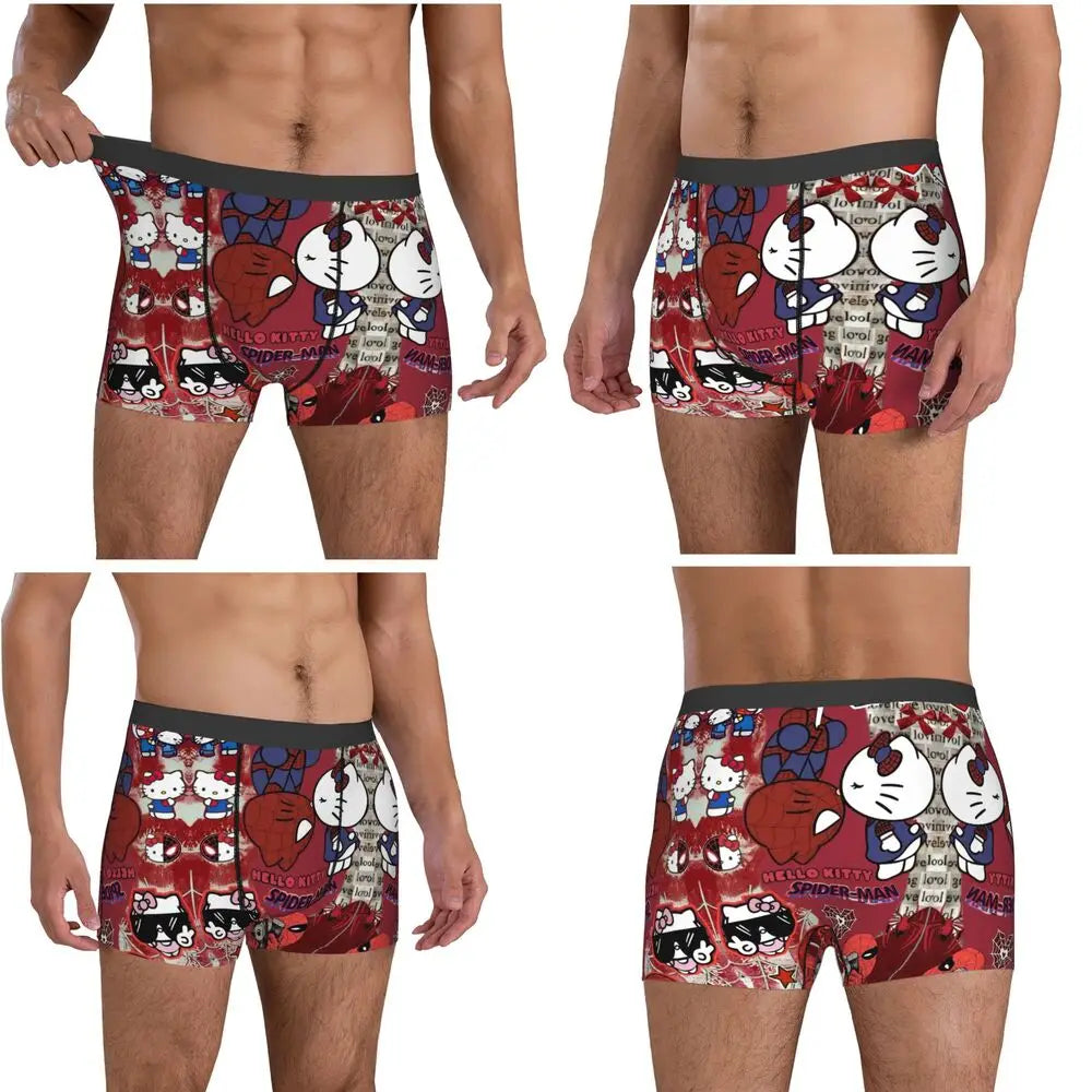 Christmas Hello Kitty Underwear Print Trunk Trenky Men Underpants Soft Trend Shorts Briefs Birthday Gift