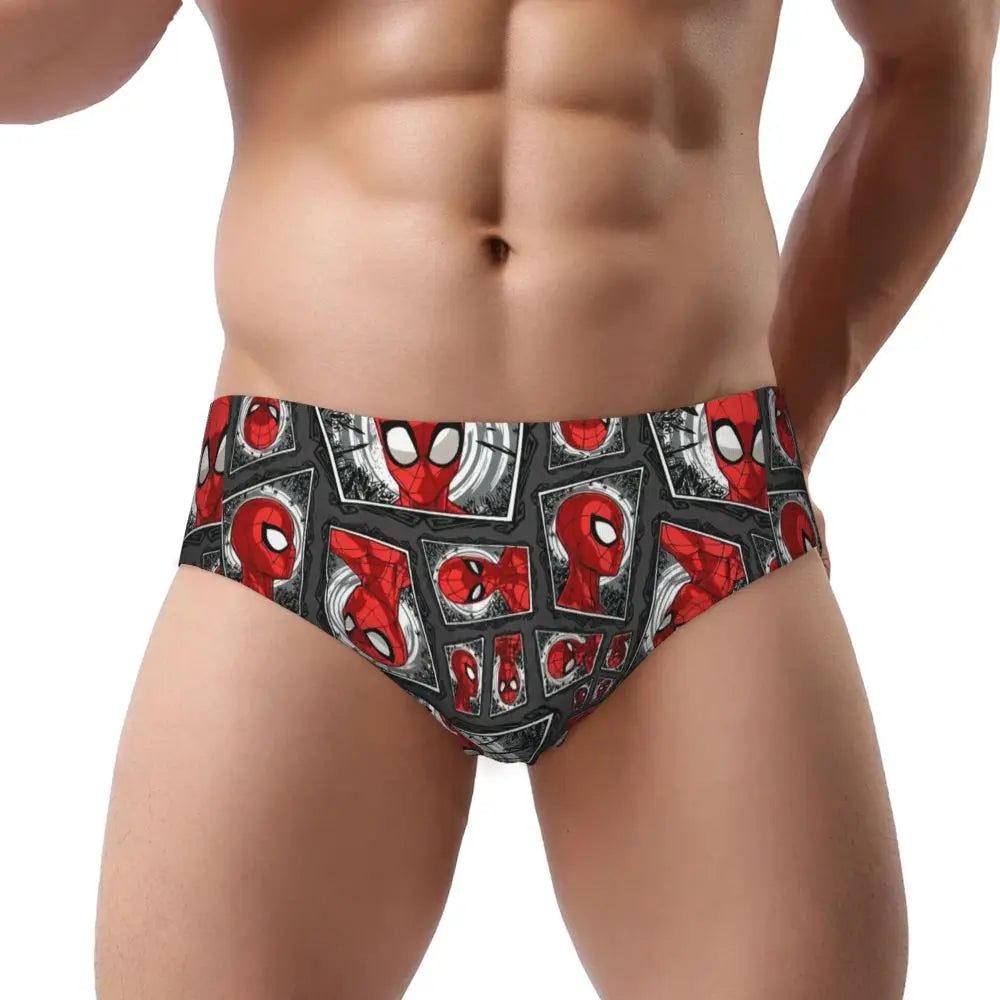 Custom Superhero Briefs Underwear Men's Comfortable Stretch Spider Man Head Panties