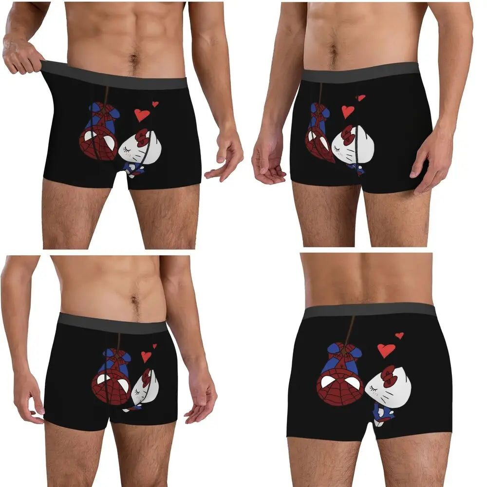 Christmas Hello Kitty Underwear Print Trunk Trenky Men Underpants Soft Trend Shorts Briefs Birthday Gift