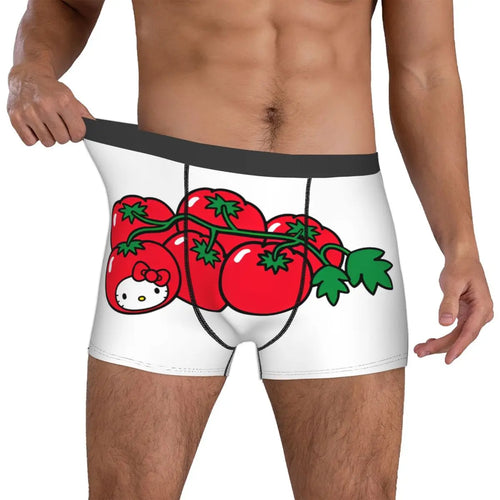 Custom Hello Kitty Tomato Men Boxer Briefs Cozy Underwear Printing Novelty Underpants