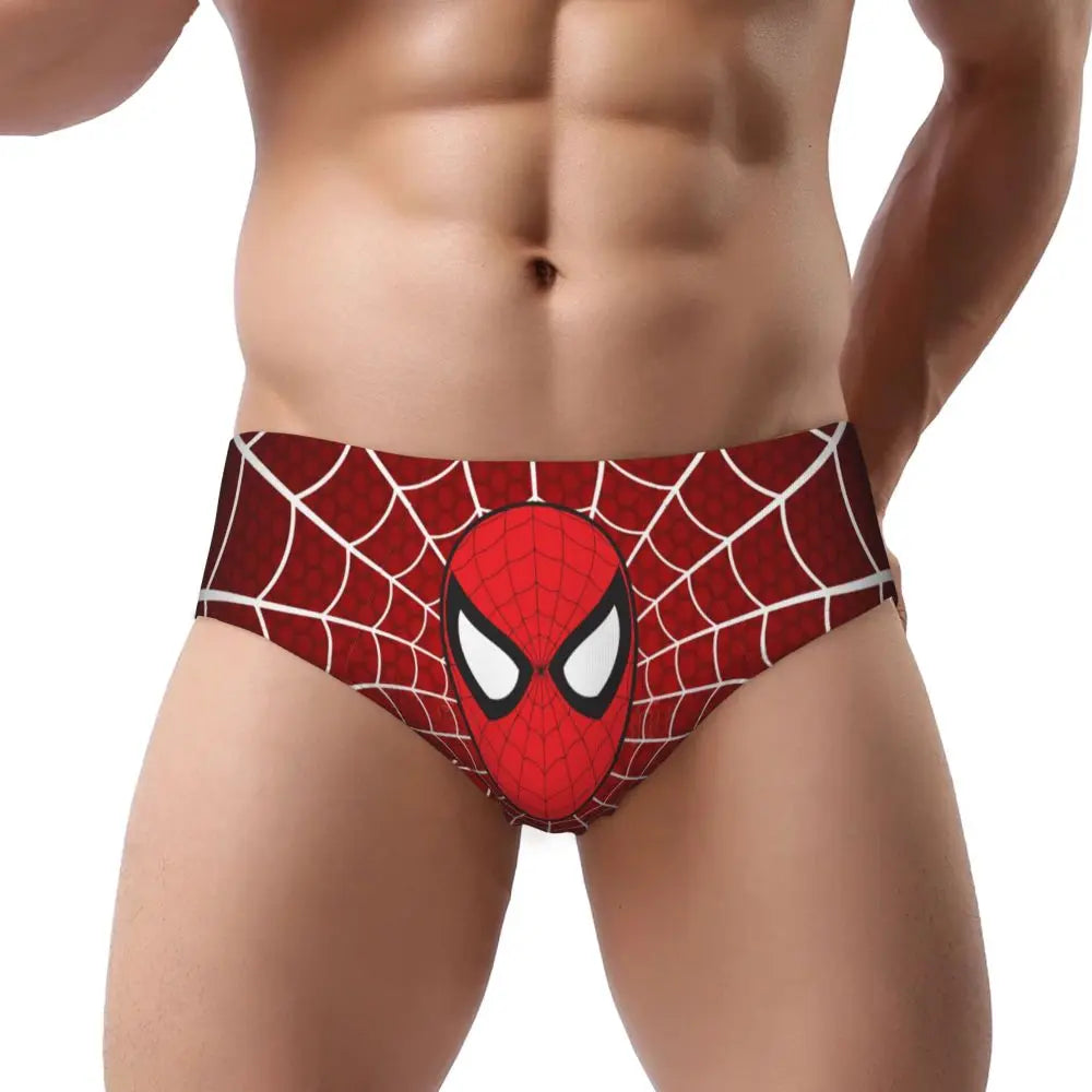 Custom Superhero Briefs Underwear Men's Comfortable Stretch Spider Man Head Panties
