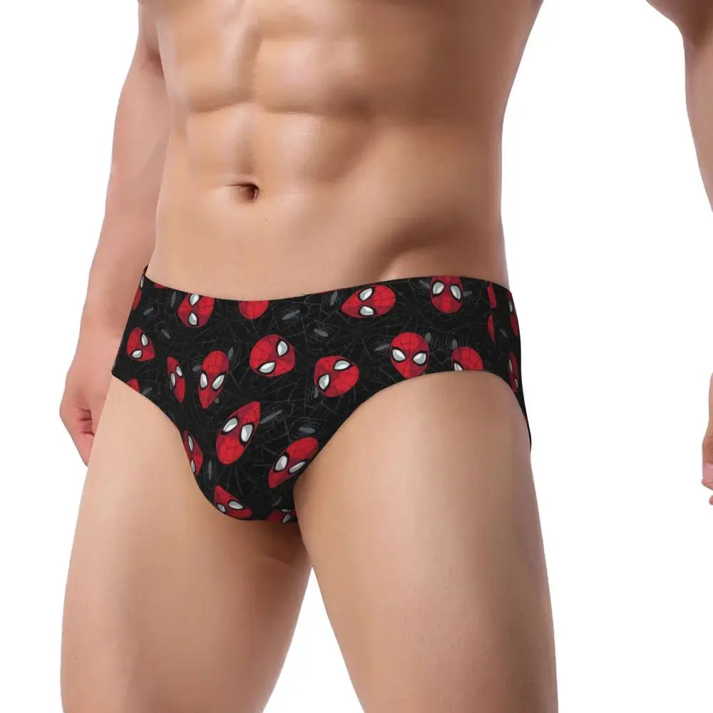 Custom Superhero Briefs Underwear Men's Comfortable Stretch Spider Man Head Panties
