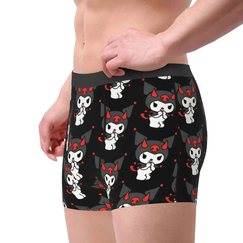 Men Kuromi Devil Hello Kitty Boxer Shorts Panties Polyester Underwear Male Fashion Underpants