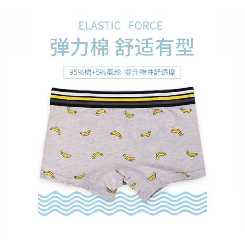 Women's Banana Print Cotton Boxer Briefs Wide Rim Mid Waist Upgraded Fabric Boyshort Breathable Women's Underwear Unisex panties