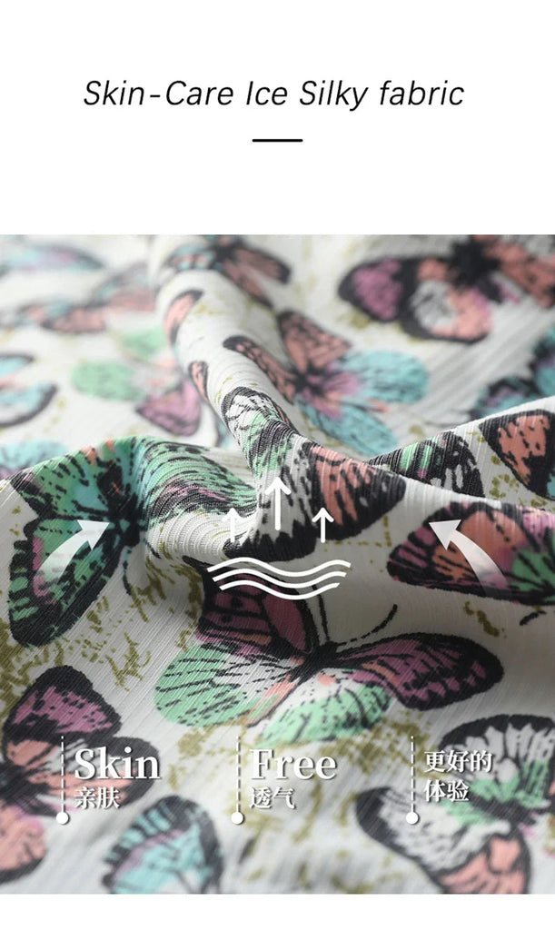 Sexy Women Seamless Underwear High Waist Women's Panties Flower Print Lingerie Ice Silk Intimate Briefs Female Panty Underpants